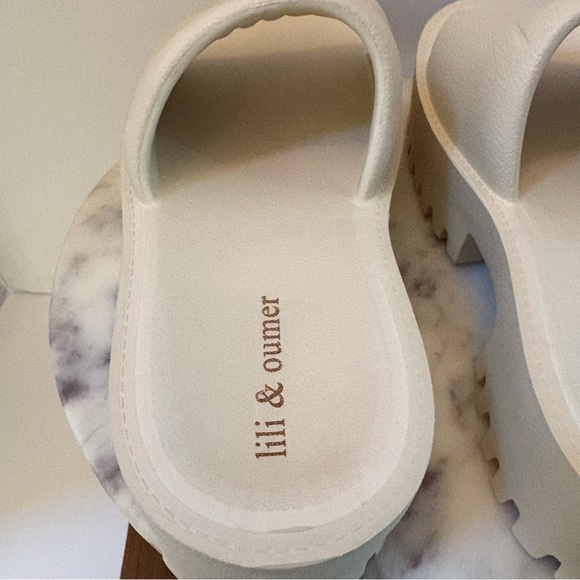 Lili & Oumer Beige Cream Platform Slide Sandals Women’s 11 EUR 42 Chunky Sole - Picture 9 of 16